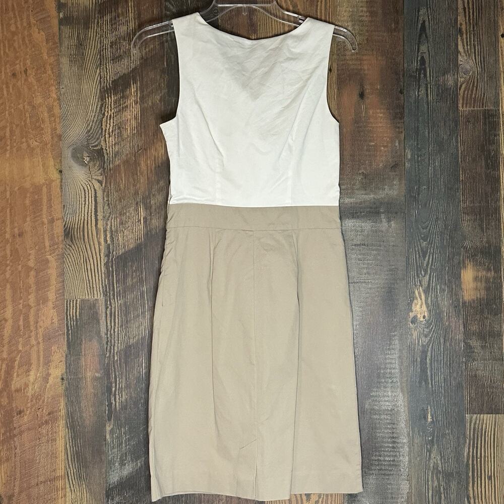 Women's Sleeveless Midi Dress Taupe And Ivory Color Block Size 0 Banana Republic